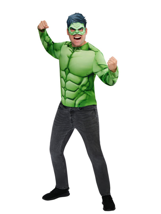 HULK COSTUME TOP & MASK ADULT