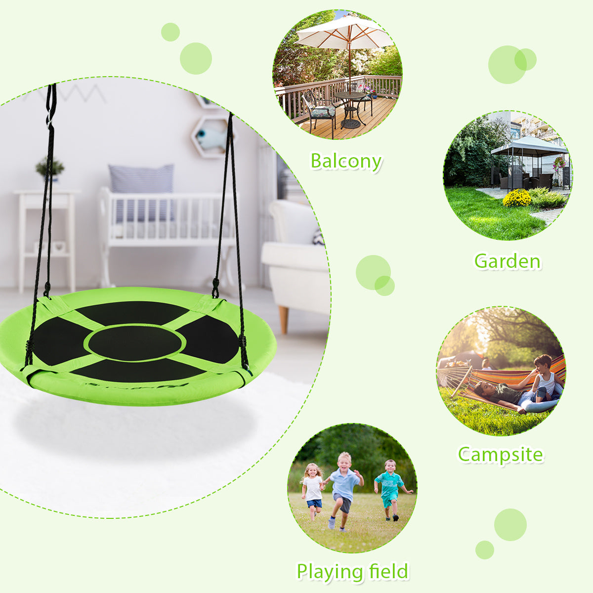Green 100cm Flying Saucer Tree Swing | 300kg Capacity