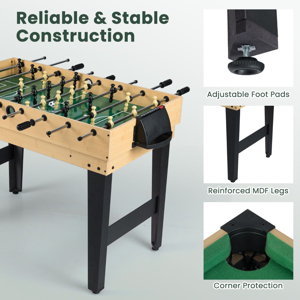 10 In 1 Multi Game Table | Natural Wood Foosball Hockey Pool