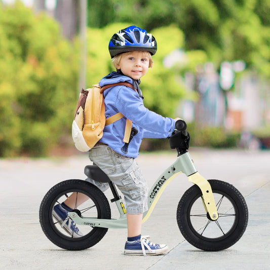 Costway 12-Inch Balance Bike with Adjustable Seat and 360° Rotatable Handlebar-Green