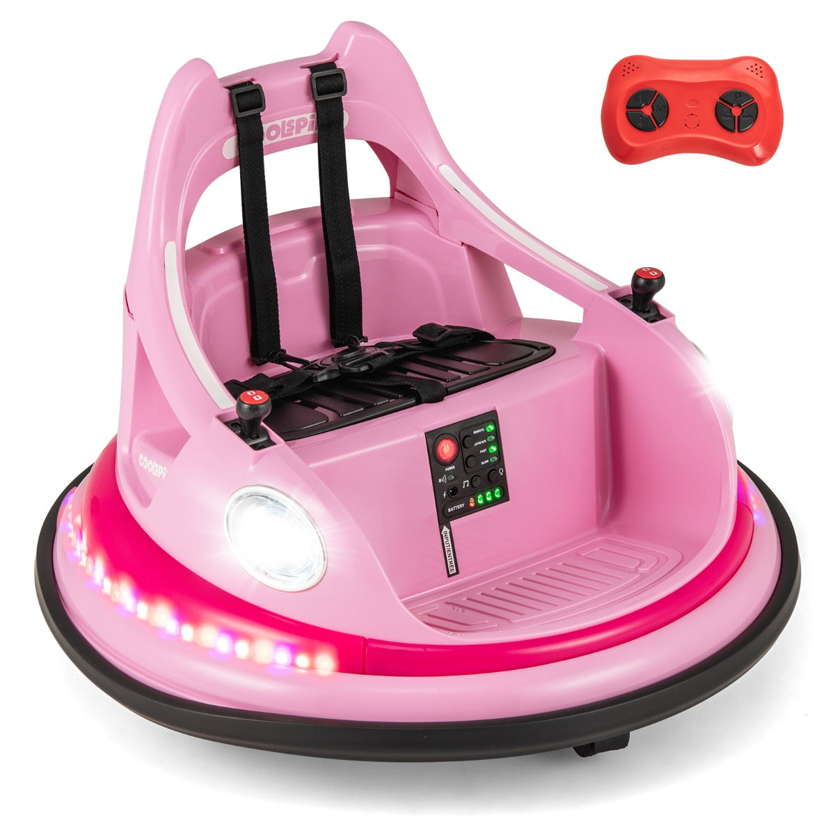 12V Battery Powered Kids Bumper Car in Pink with Remote Control - Fun Home Toy