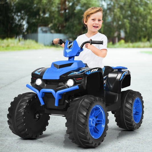Blue 12V Kids Electric ATV Ride-On Car with Music, LED Lights, Bluetooth - Home Fun