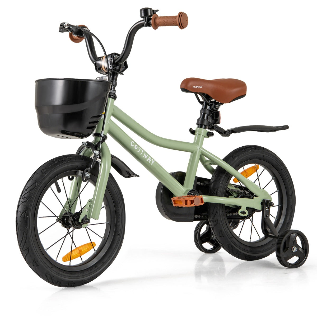 Adjustable Kids Bike | Green 14-18 Inch Sizes with Training Wheels