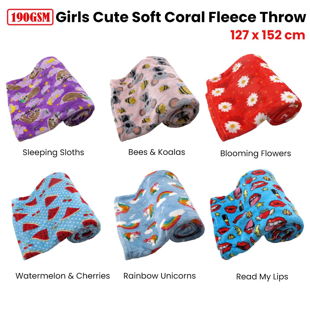 Watermelon print girls coral fleece throw for cozy home comfort, perfect for kids rooms.