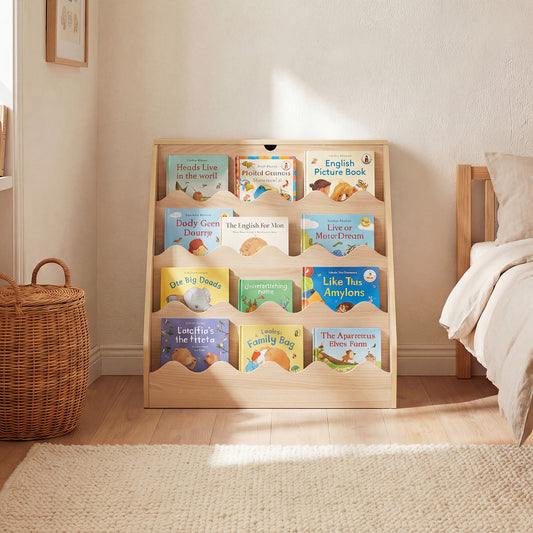 2 In 1 Kids Bookshelf & Toy Storage Organizer | Natural