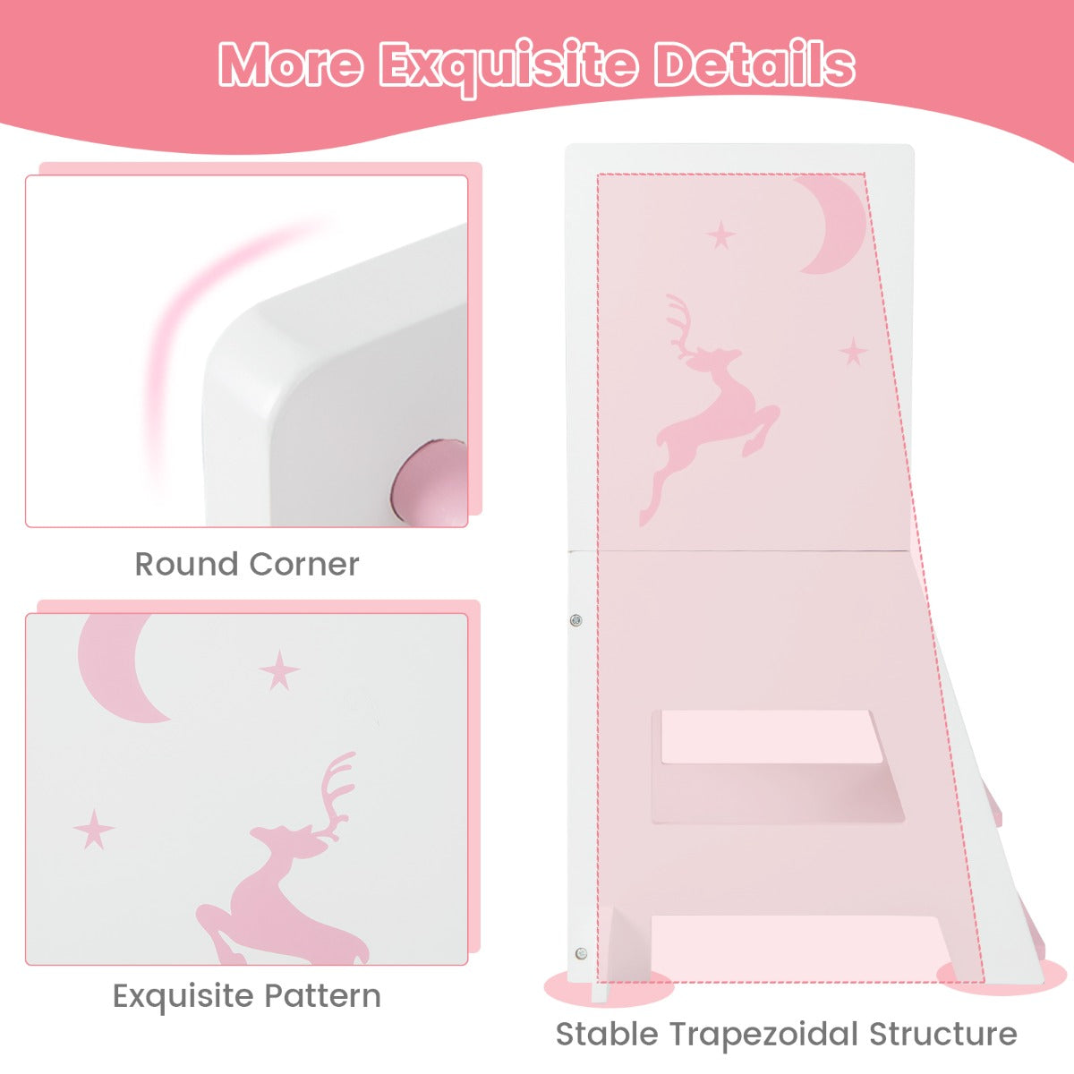Learning Tower Pink | Adjustable Footstep & Drawing Board