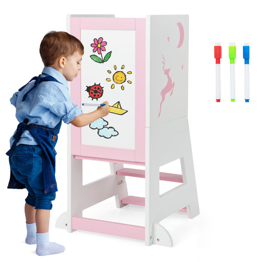Learning Tower Pink | Adjustable Footstep & Drawing Board