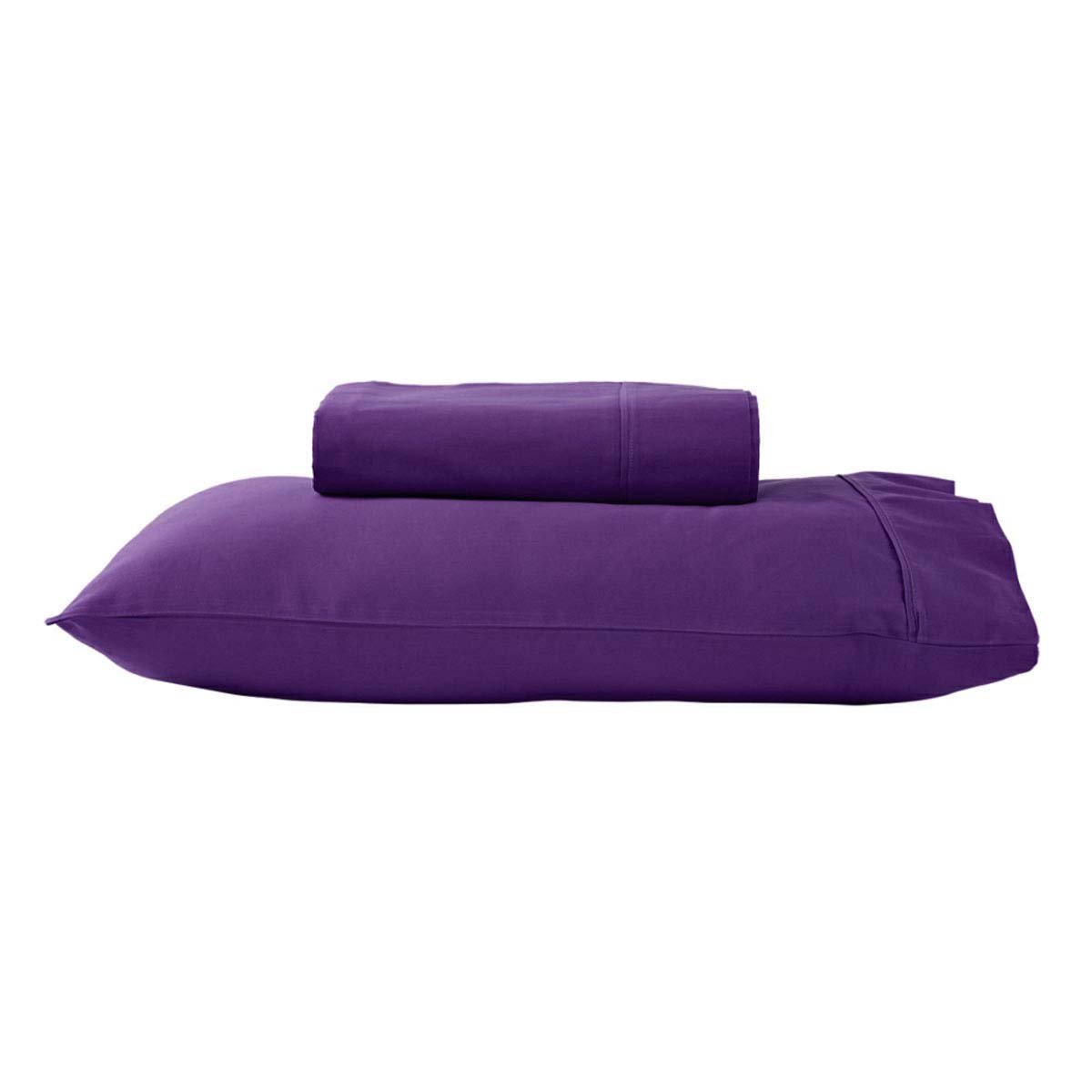 Purple 280TC Single Sheet Set Soft Polyester Cotton Blend