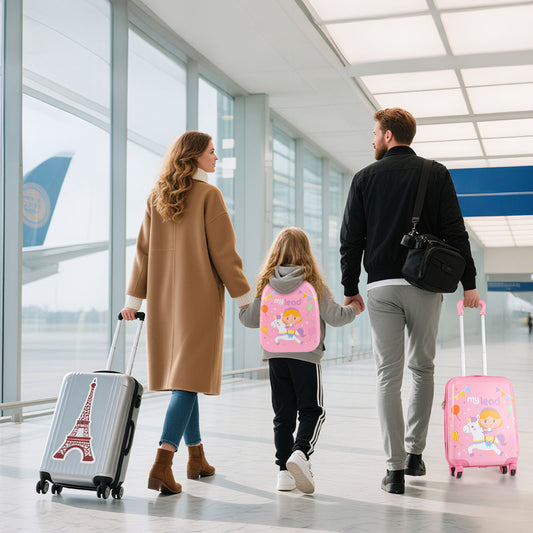 Pink Kids Luggage Set | 16" Suitcase & Backpack | Spinner Wheels