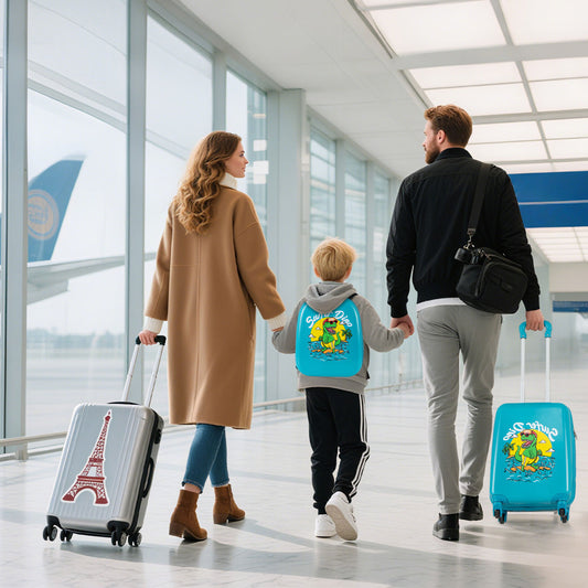 Blue Dinosaur Kids Luggage Set | Spinner Wheels | Telescopic Handle