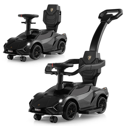 Black Lamborghini 3-In-1 Ride On Push Car | Removable Guardrails