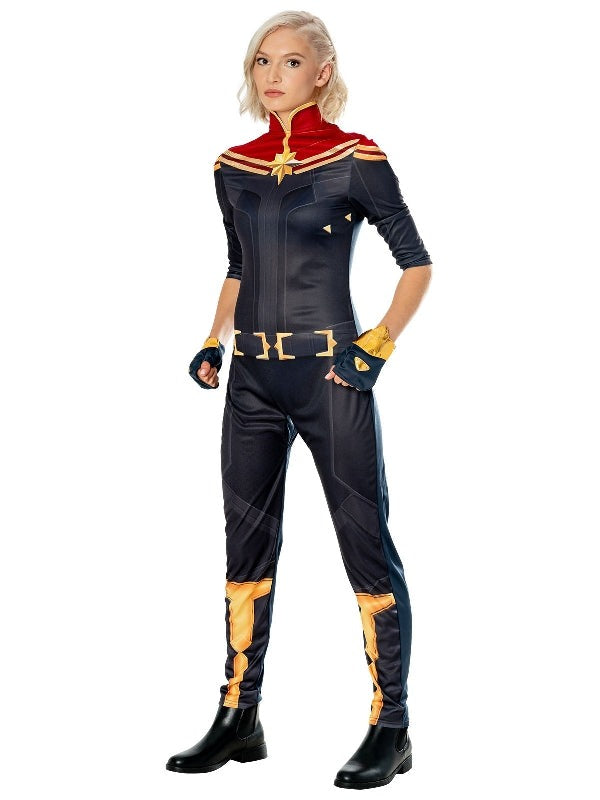 Captain Marvel Deluxe Costume: The Marvels Adult Ladies Jumpsuit Kids Mega Mart Captain Marvel Deluxe Costume: The Marvels Adult Ladies Jumpsuit Kids Mega Mart