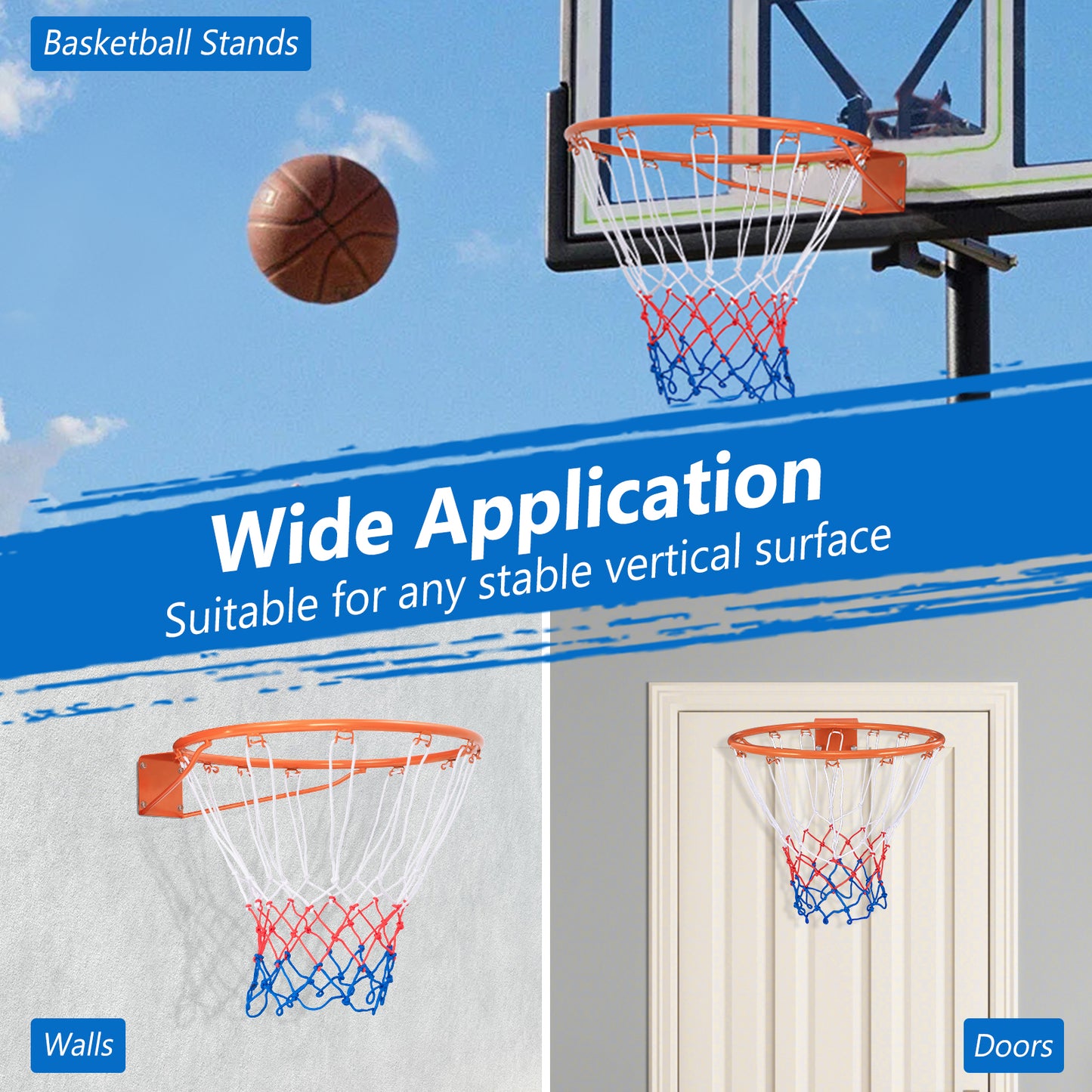 Orange Basketball Rim 38cm | Wall Mount Indoor Outdoor Metal