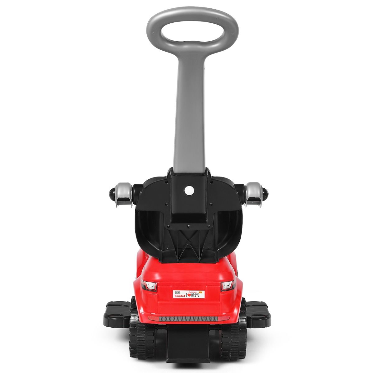 Red 3-in-1 Kids Ride On Push Car with Lights & Music for fun and entertainment at home.