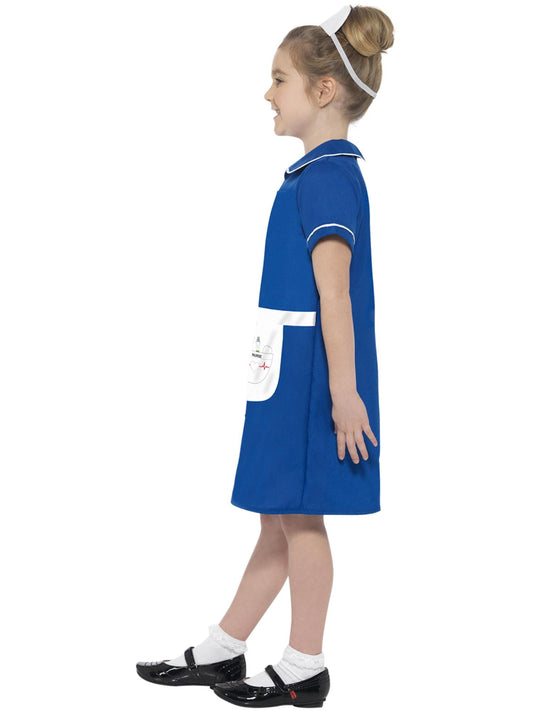 Blue Nurse Classic Costume | Polyester Dress & Headpiece Set