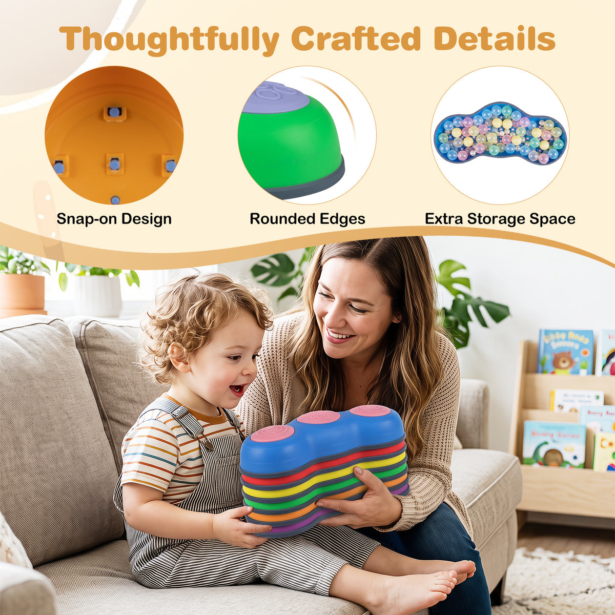 6-Piece Multi-Color Peanut Stepping Stones | Kids Balance Toy Set