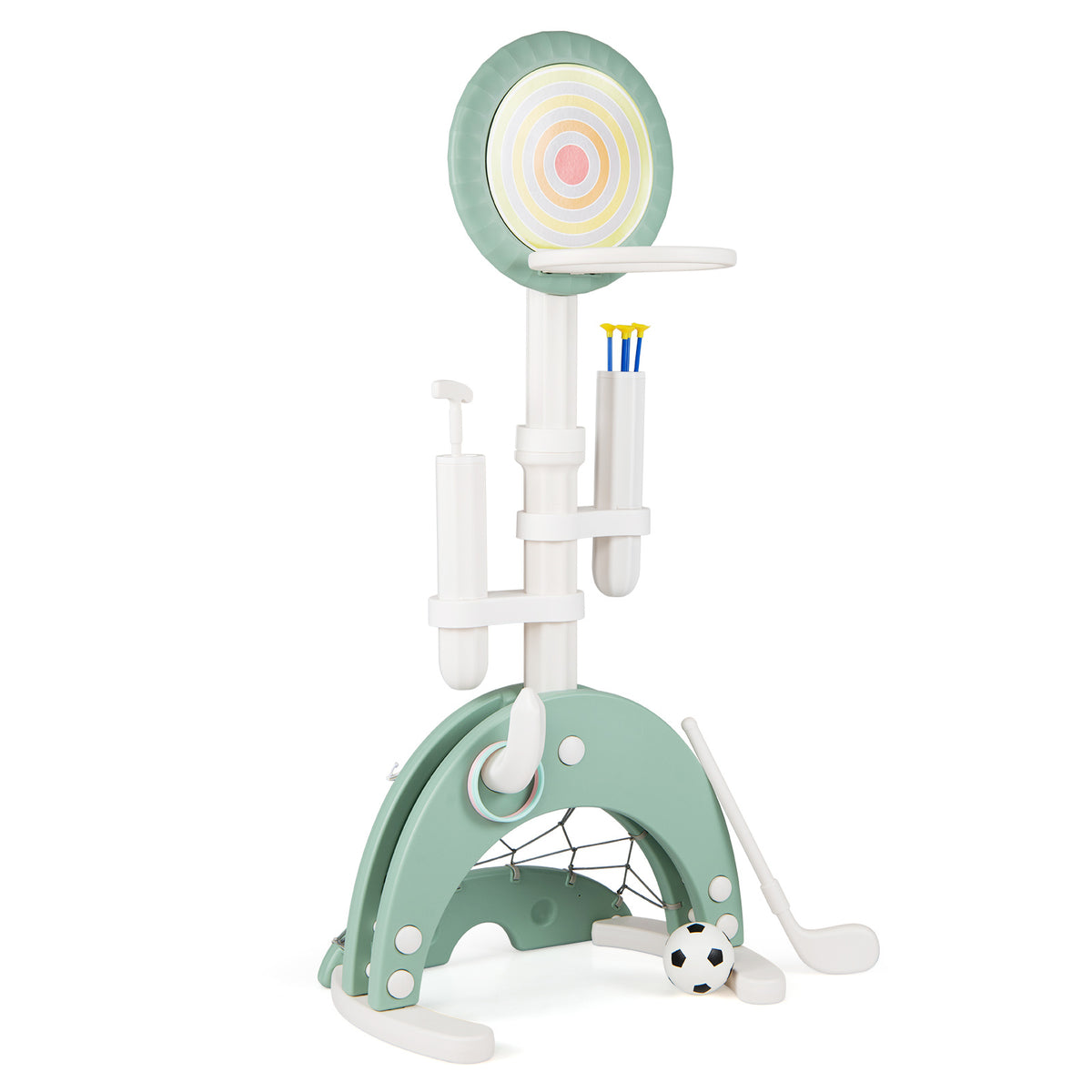 Costway 6-in-1 Toddler Basketball Hoop with 8 Adjustable Height-Green