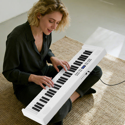 White 61 Key Foldable Piano Keyboard | MIDI Split & Light-Up Keys
