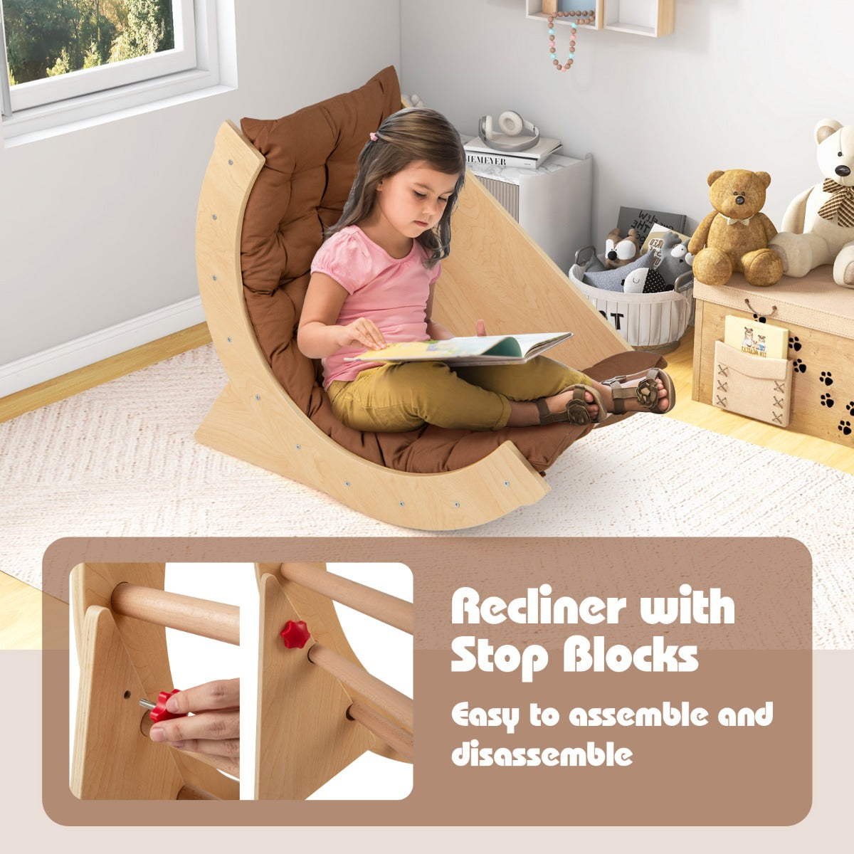6 In 1 Climbing Arch | Wooden Rocker Coffee Multifunctional Toy