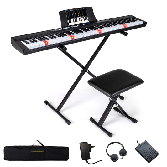 Black 88 Key Electric Piano Keyboard | Stand Stool & MIDI