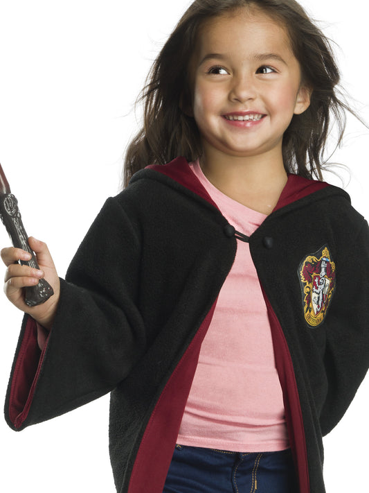 Gryffindor toddler costume robe with wizard design for magical dress-up play at home.