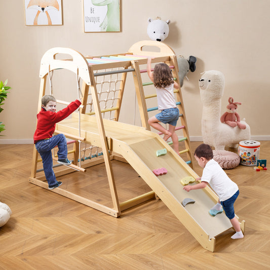8 In 1 Wooden Montessori Climber Playset | Multicolor Swing