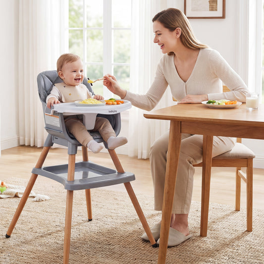 Grey 9-In-1 Convertible High Chair | Waterproof Cushion & Booster