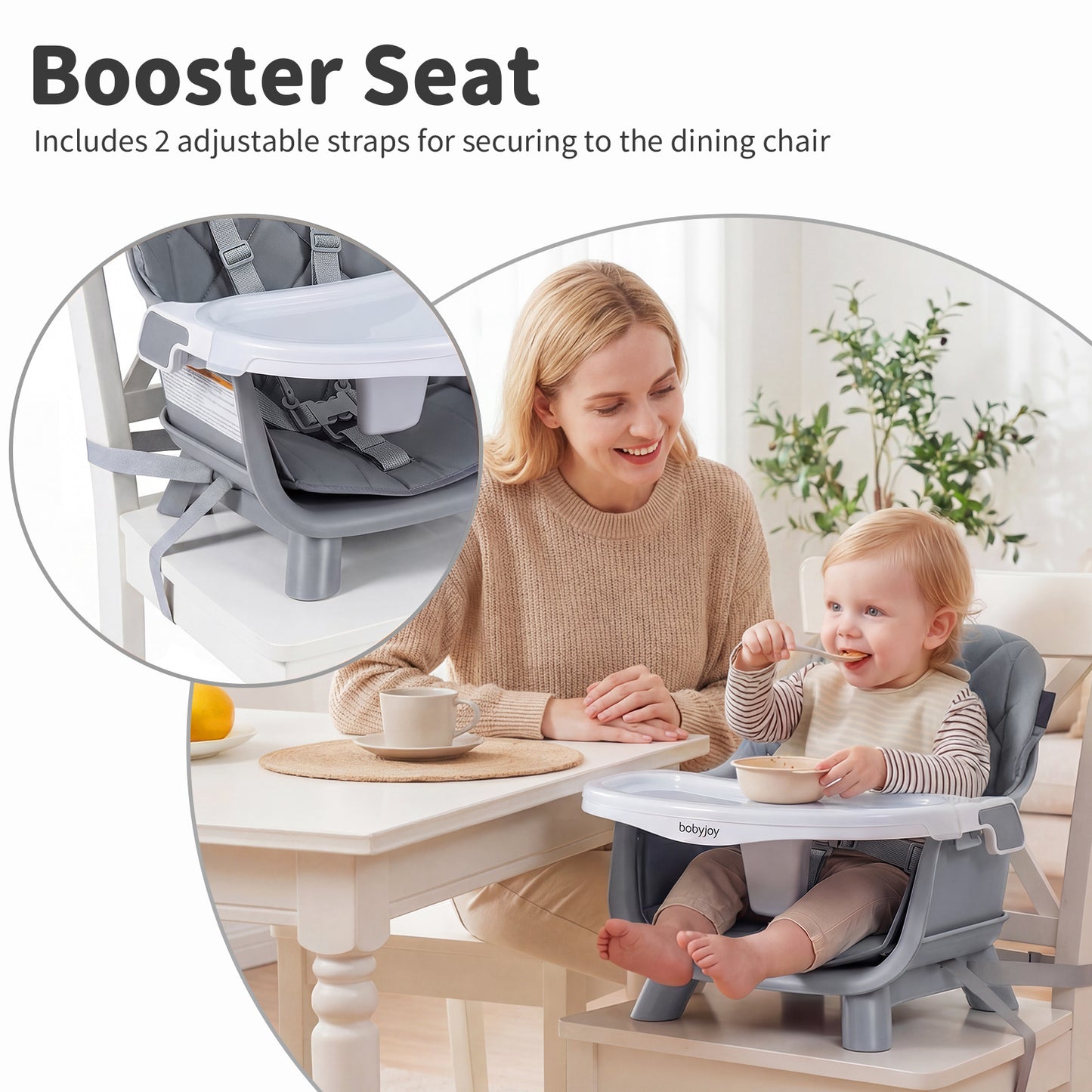 Grey 9-In-1 Convertible High Chair | Waterproof Cushion & Booster