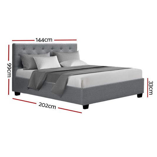 Artiss Vila Double Gas Lift Bed Frame | Grey bed with storage, perfect for childrens bedrooms.