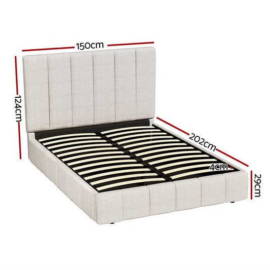 Artiss Double Bed Frame with Storage in Beige, perfect for childrens room organization.