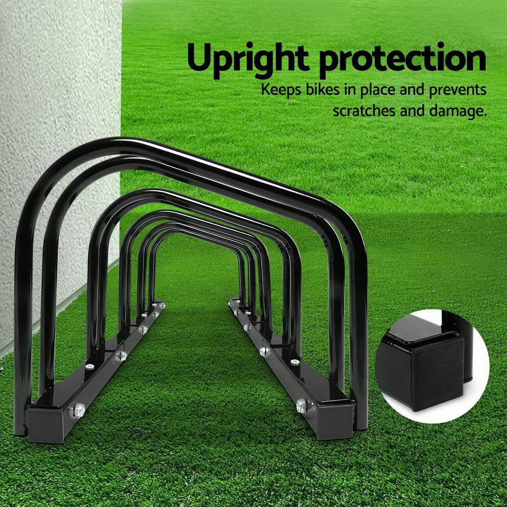 Weisshorn 5 Bike Stand Rack Bicycle Storage Floor Parking Holder Cycling Black