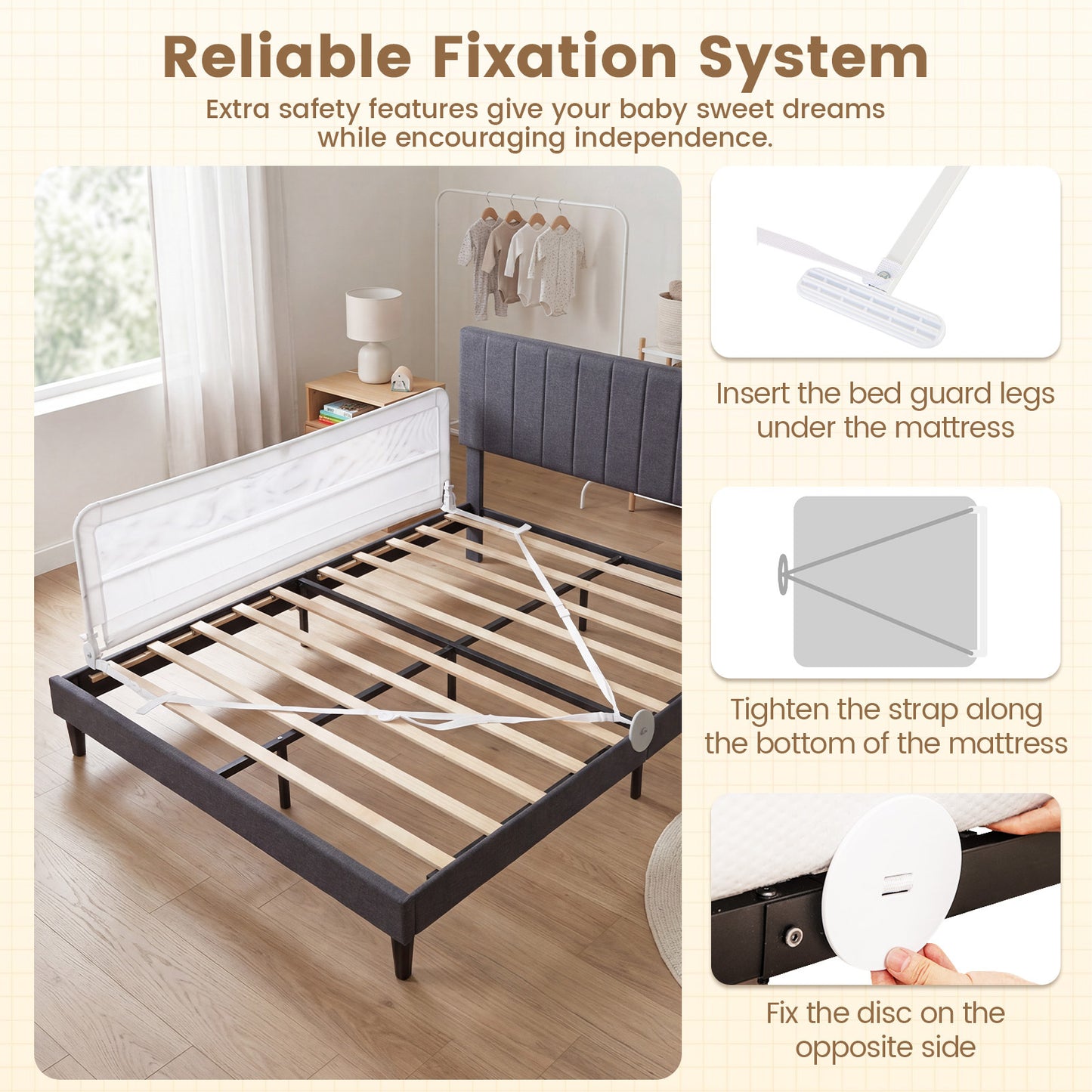 White Foldable Mesh Bed Rail | 180x56cm Toddler Guard