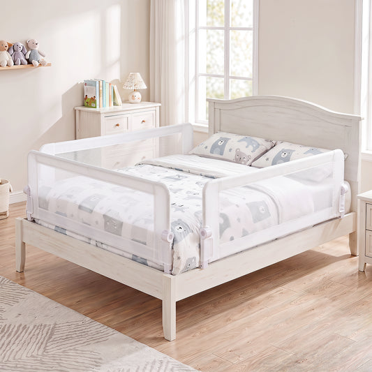 White Foldable Bed Rail | 153cm Long 50cm Extra Tall Toddler Guard