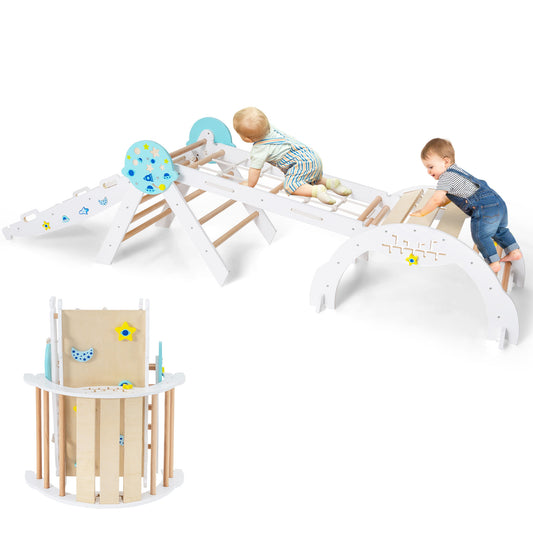 9 In 1 Foldable Climbing Playground Set With Ramp White | Kids