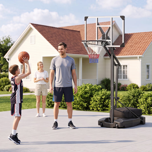 Black Adjustable Basketball Hoop | 16 Height Levels 131-263cm