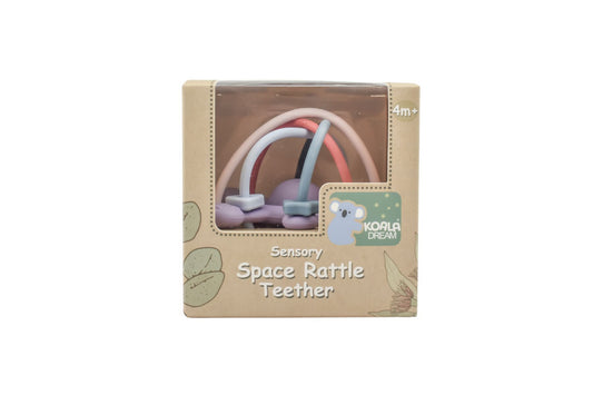 Silicone Sensory Space Rattle Teether Green