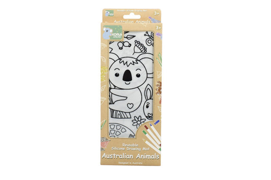 Koala Dream reusable silicone drawing mat featuring Australian animals for creative play at home.