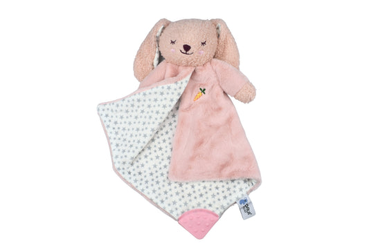 Soft, plush Berry Bunny Comfort Blanket for infants to snuggle and comfort at home.