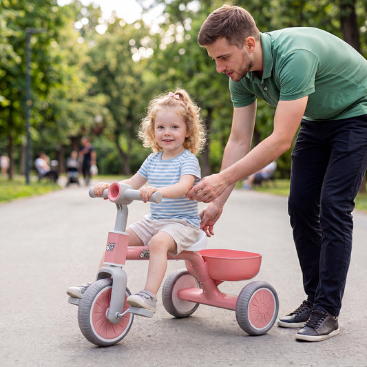 Pink Kids Tricycle | Convertible Balance Bike with Removable Pedals