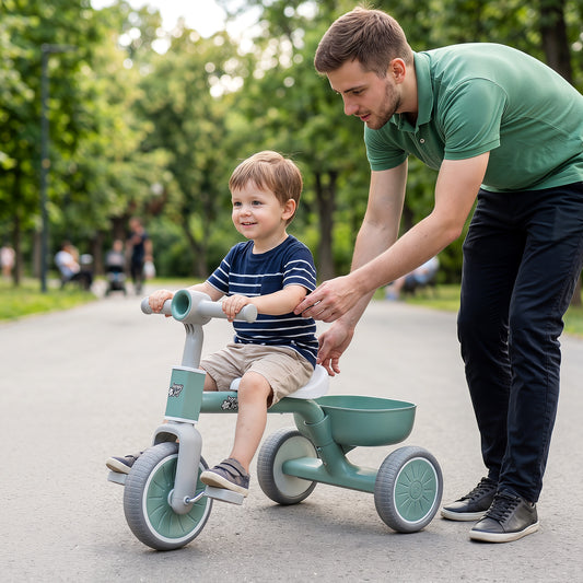 Green Kids Tricycle | Convertible Balance Bike with Removable Pedals