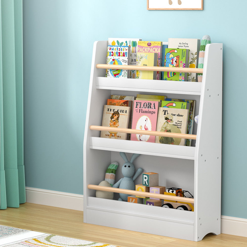 Keezi 3 Tier Kids Bookshelf, perfect playroom storage solution for safe and organized books. Keezi 3 Tier Kids Bookshelf, perfect playroom storage solution for safe and organized books.