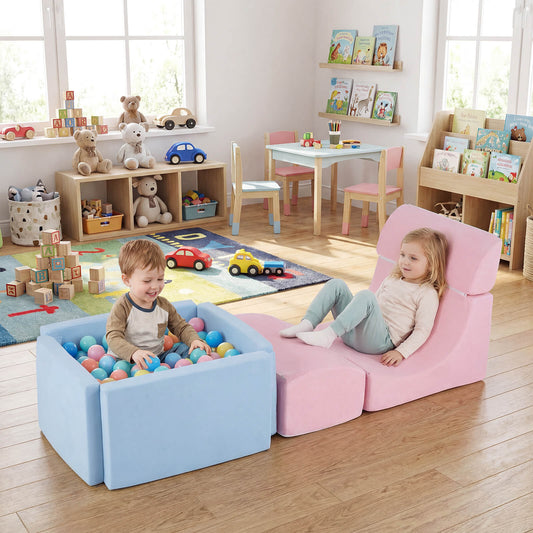 Pink Foam Climbing Blocks Set | Soft Play Ball Pit for Toddlers