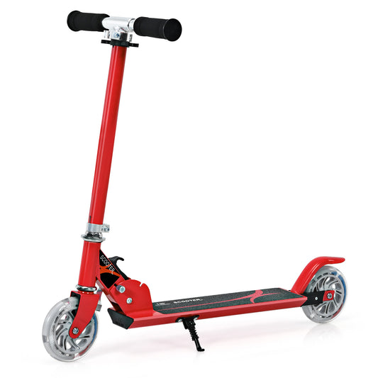 Red Kids Foldable Scooter | LED Wheels & Adjustable Height