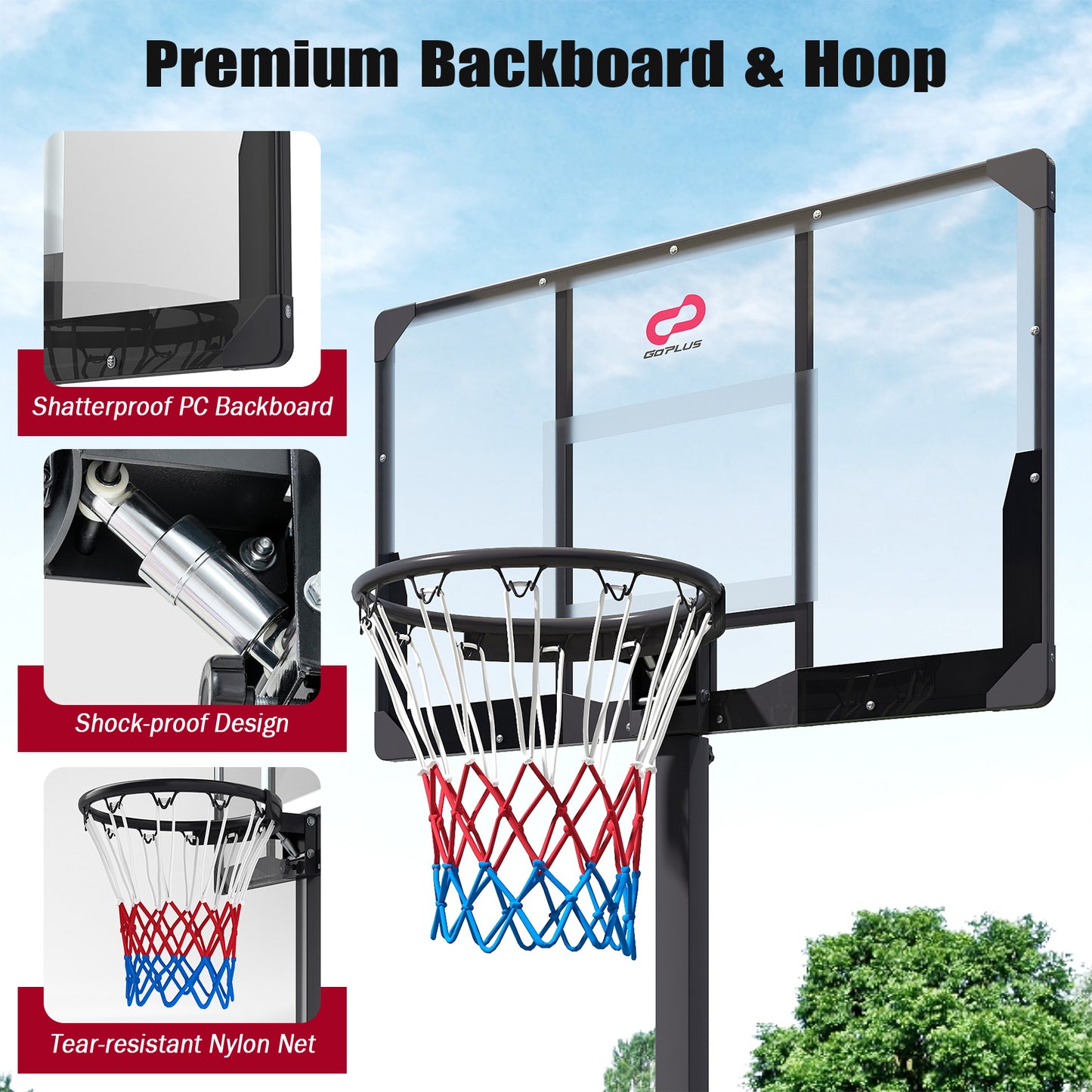 Black Basketball Hoop | Height Adjustable 230-305cm