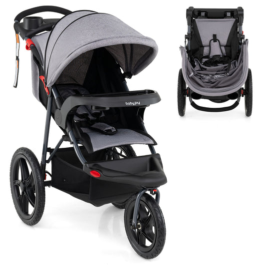 Grey Foldable Jogger | Air-Filled Tires | Adjustable Canopy