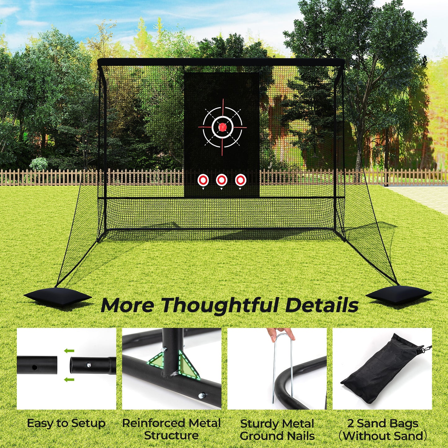 Black Golf Practice Net with Target Cloth | Dual Side Barriers