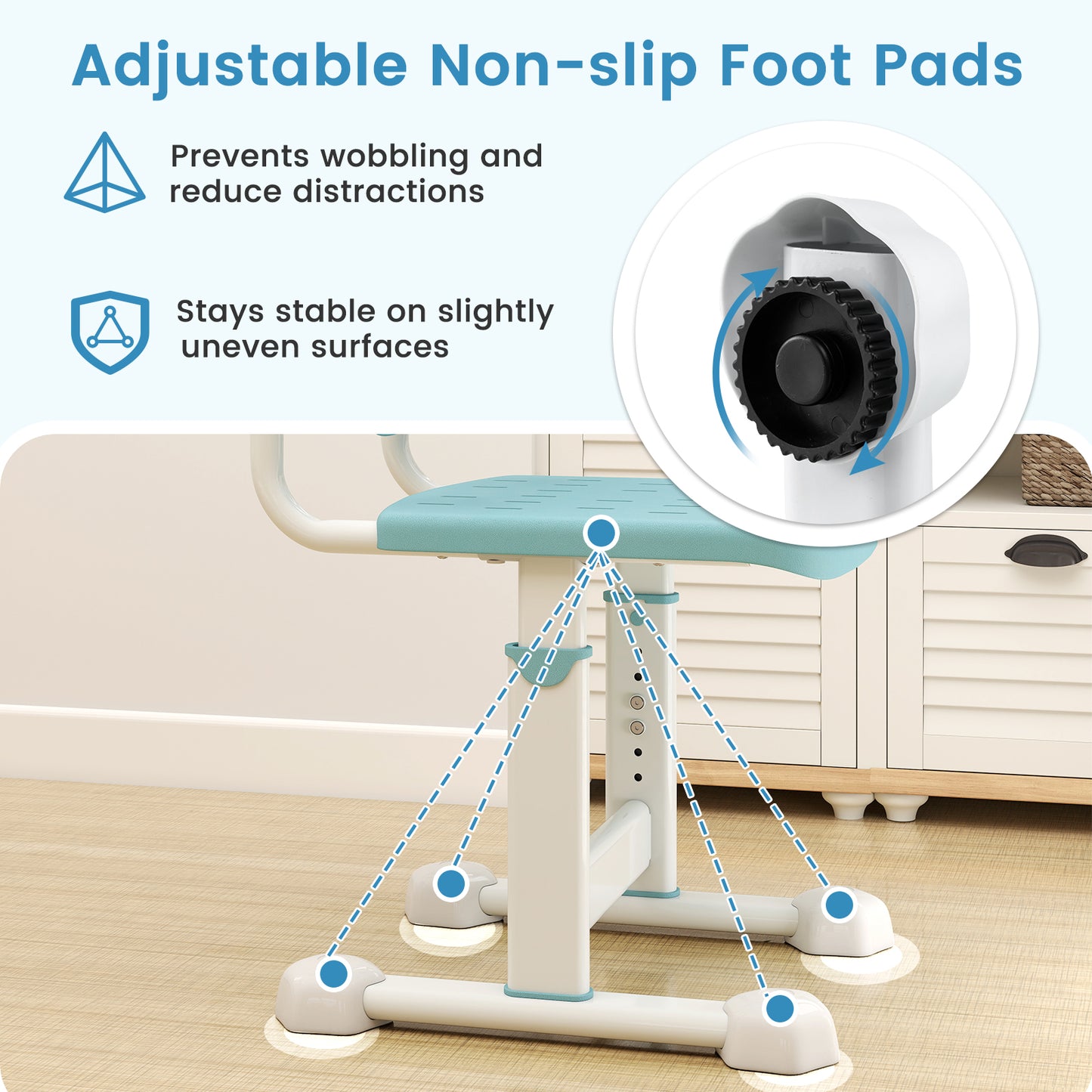 Blue Height Adjustable Kids Desk Chair | Double Back Support