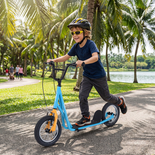Costway Height Adjustable Youth Scooter with 2 V-Type Handbrakes for Kids 8-12-Navy