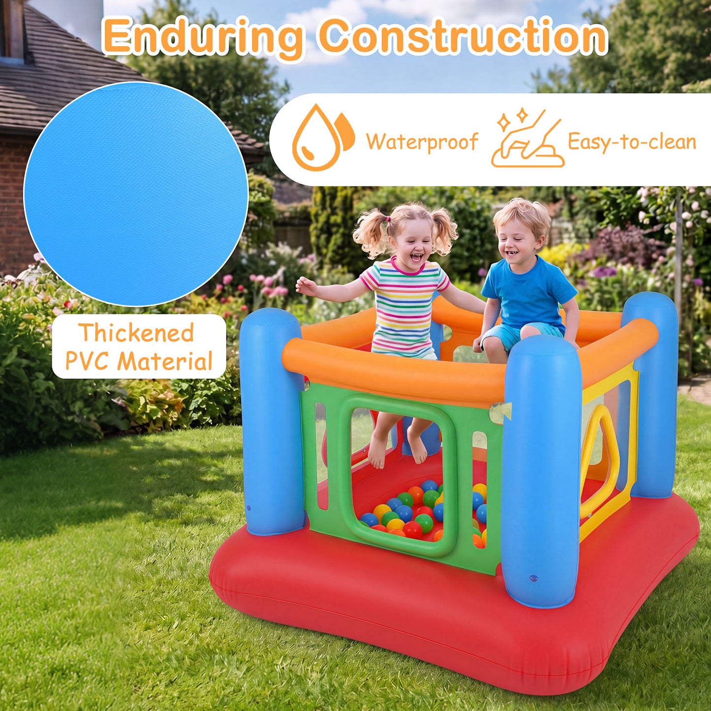 Blue Inflatable Bounce House | 3-in-1 Transparent Wall Design