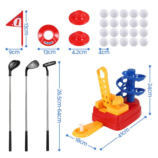 Keezi Kids Golf Toy Set with 20 Balls & 3 Adjustable Clubs